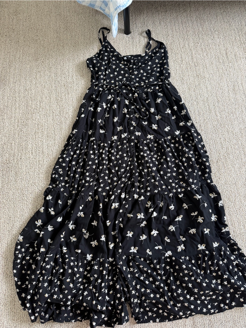 Patrons of Peace Black Maxi Dress with White Floral Print